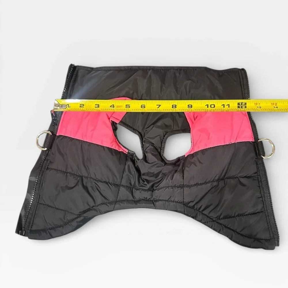 NWOT Small Dog Puffer Coat Pink and Black With Leash Rings and Zipper